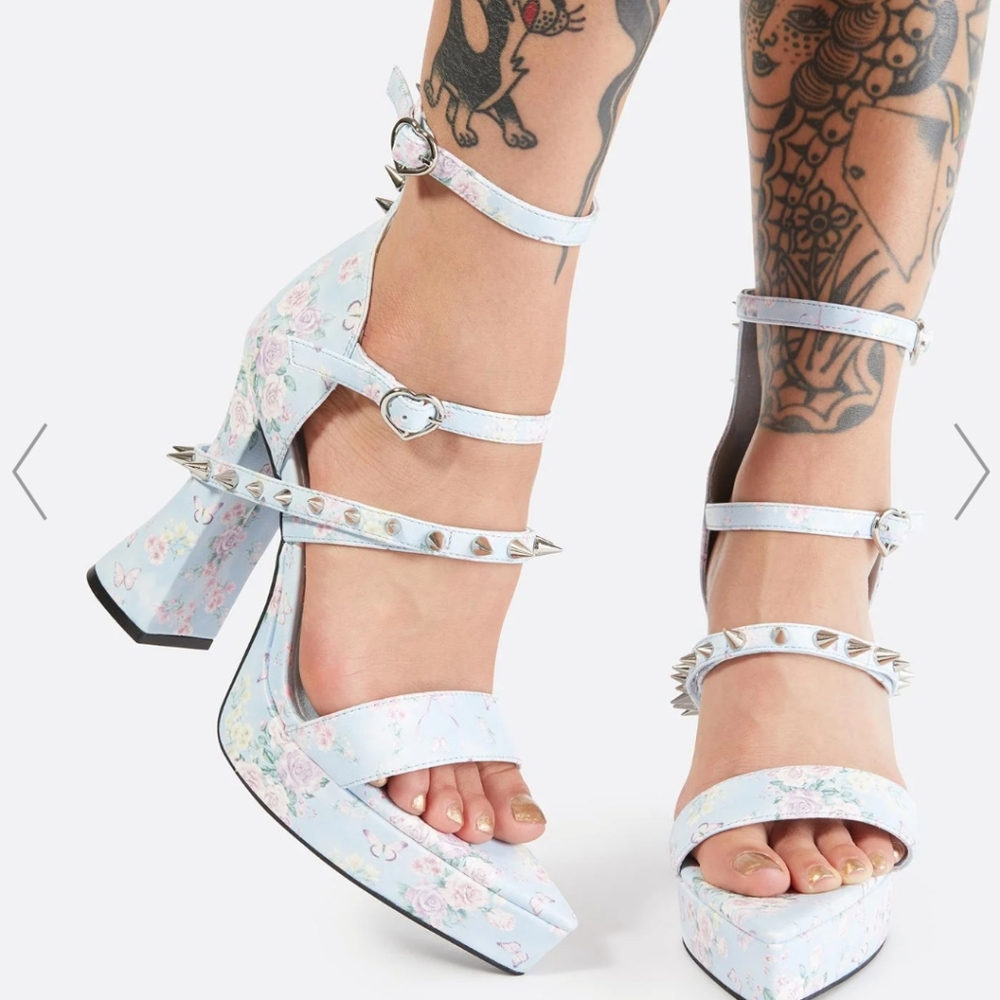 Dolls Kill Love & War Studded Heels